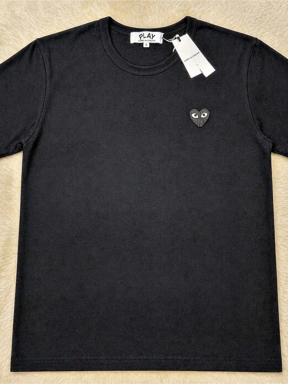 Comme des Garçons PLAY Double Heart Double Heart Cotton Tee Black XL NWT